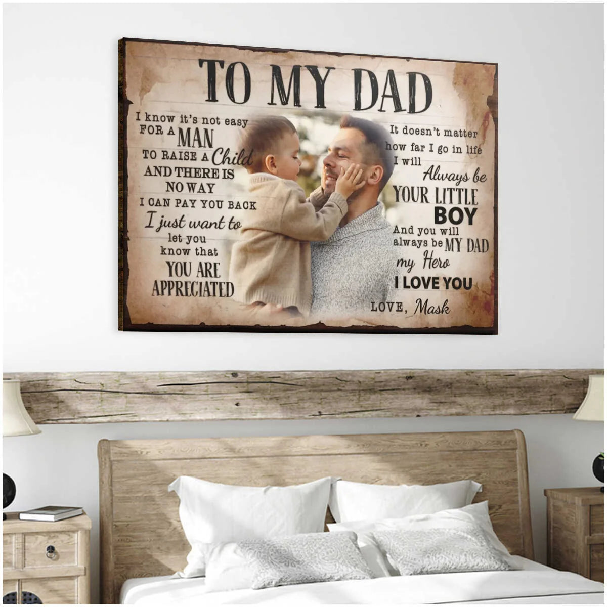Canvas / Poster material and size view - Personalized Dad Canvas Print