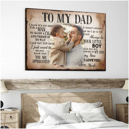 Canvas / Poster material and size view - Personalized Dad Canvas Print