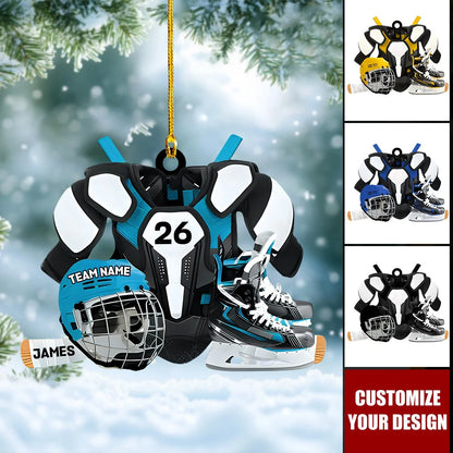 Personalized Hockey Player Ornament personalization view for Son/Grandson