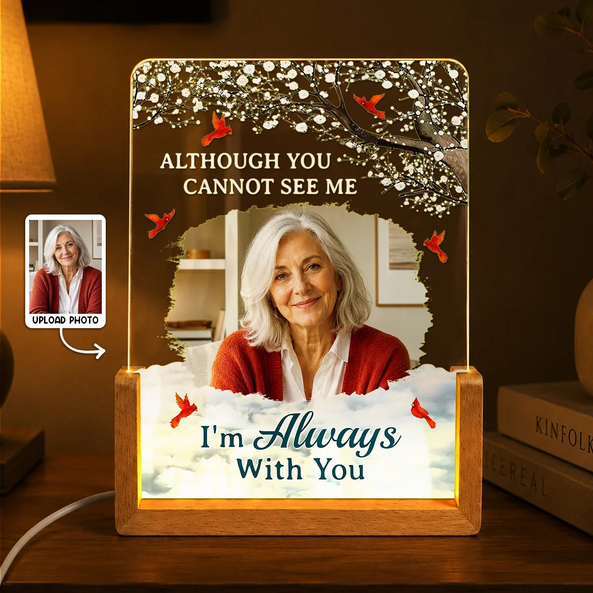 "Although You Cannot See Me" Personalized Memorial Night Light - Keepsake for Family