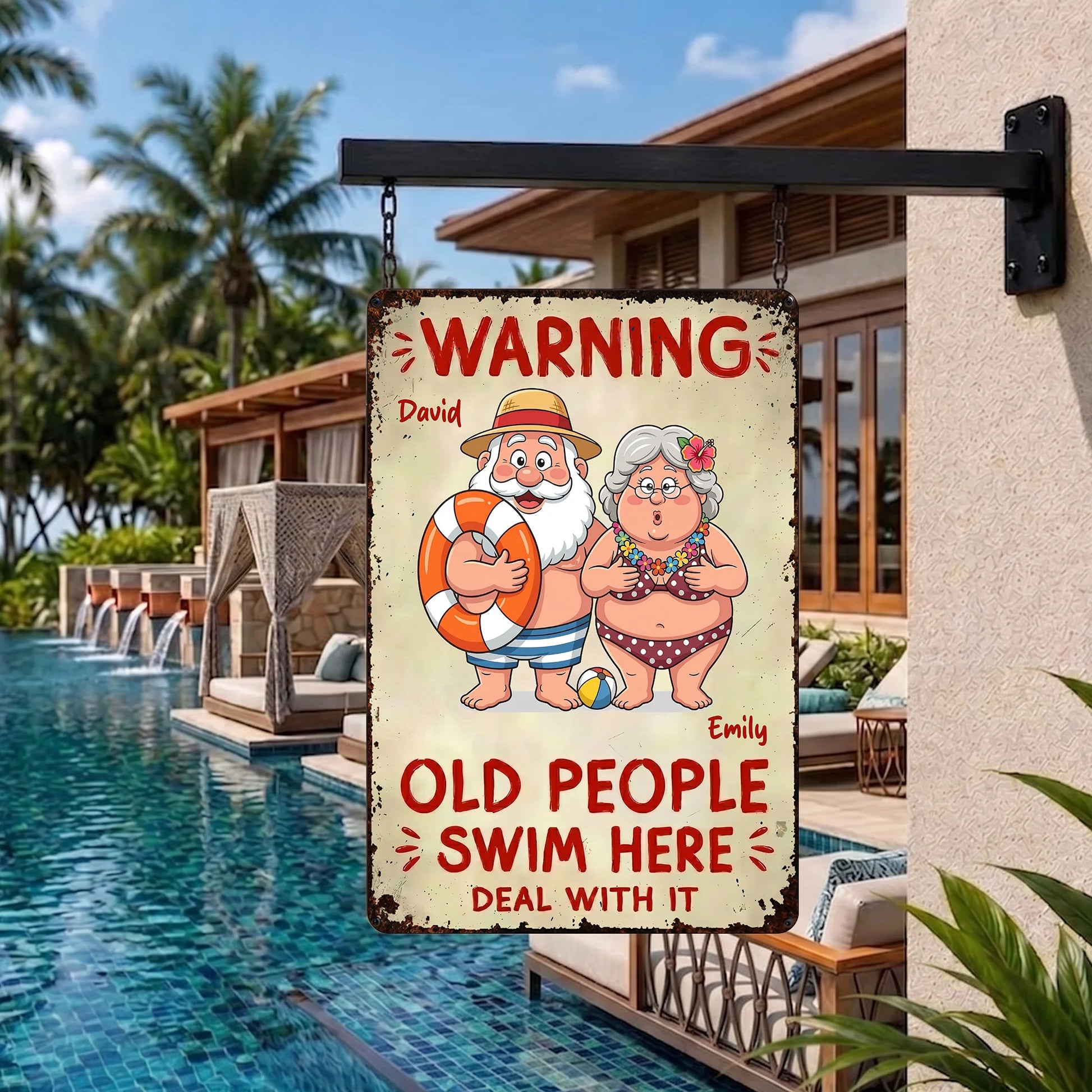 Personalized Metal Sign For Pool for Grandma with personalized design details for meaningful gifting image 6