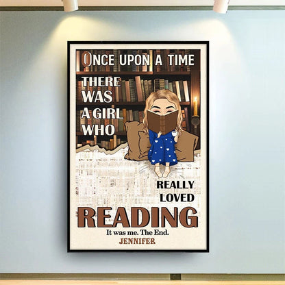 "Once Upon a Time There Was a Girl" - Personalized Canvas / Poster Reading Decor for Book Lovers