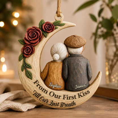 Growing Old Together Custom Wooden Couple Ornament - Personalized Anniversary Keepsake