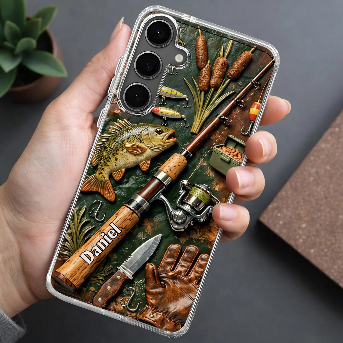 A Perfect Day Fishing Rod and Bass Fish Design