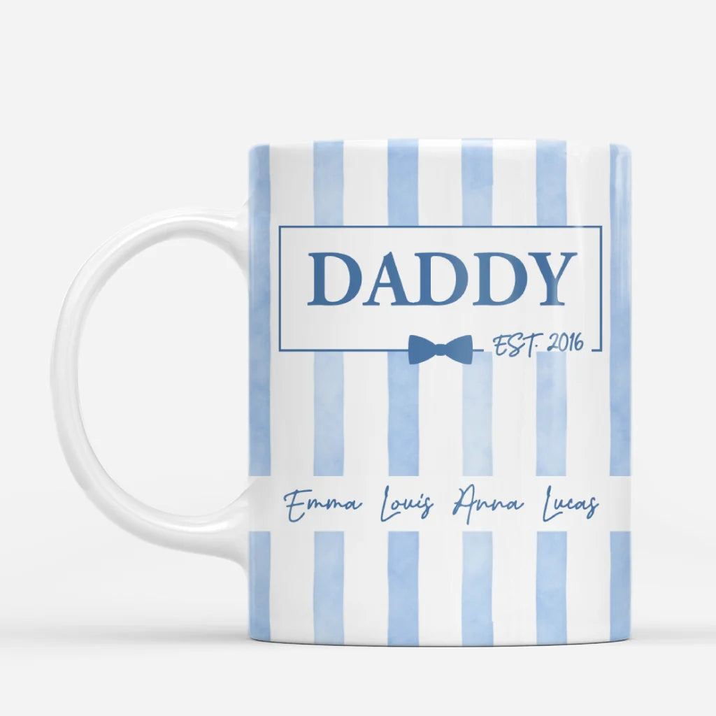 Custom Est Year Striped Coffee Mug - Personalized Gift for Mom & Dad