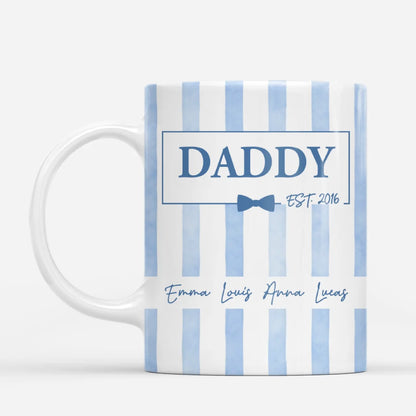 Custom Est Year Striped Coffee Mug - Personalized Gift for Mom & Dad