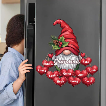 Grandma Personalized Decal With Grandkids Names - Custom Christmas Gnome Sticker