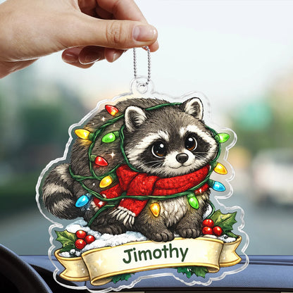 Personalized Raccoon Car Ornament - Custom Acrylic Hanging Charm for Pet Lovers