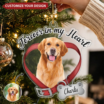 Personalized dog memorial ornament with custom photo and name tag for pet loss remembrance