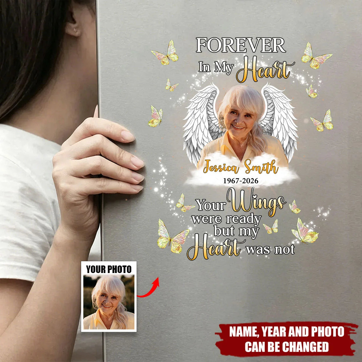 Forever In My Heart Personalized Memorial Decal - Custom Photo Loss of Loved One Sticker Gift