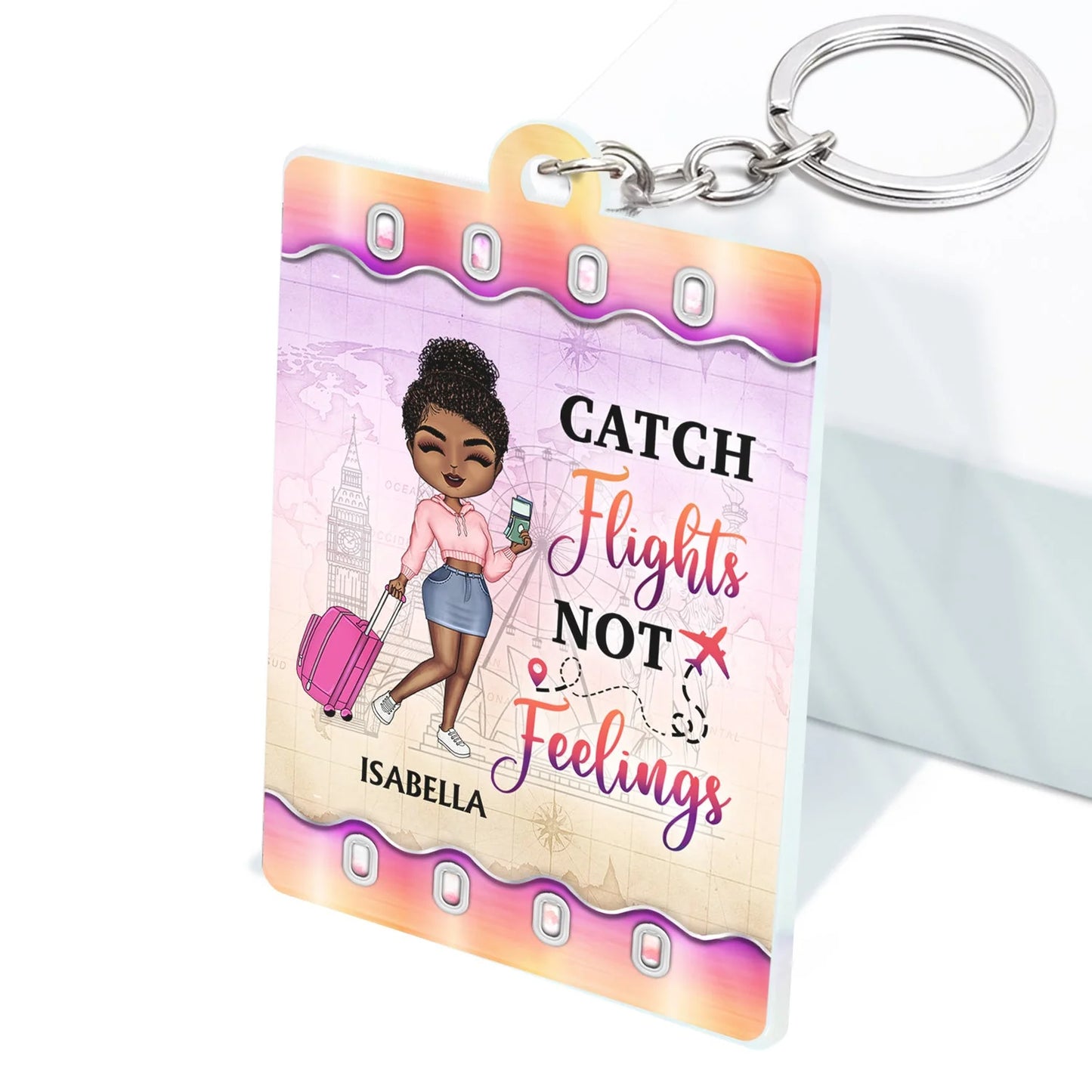 Personalized Travel Acrylic Keychain personalization view for Yourself