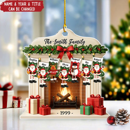 Fireplace Stockings Personalized Christmas Acrylic Ornament - Holiday Gift for Family