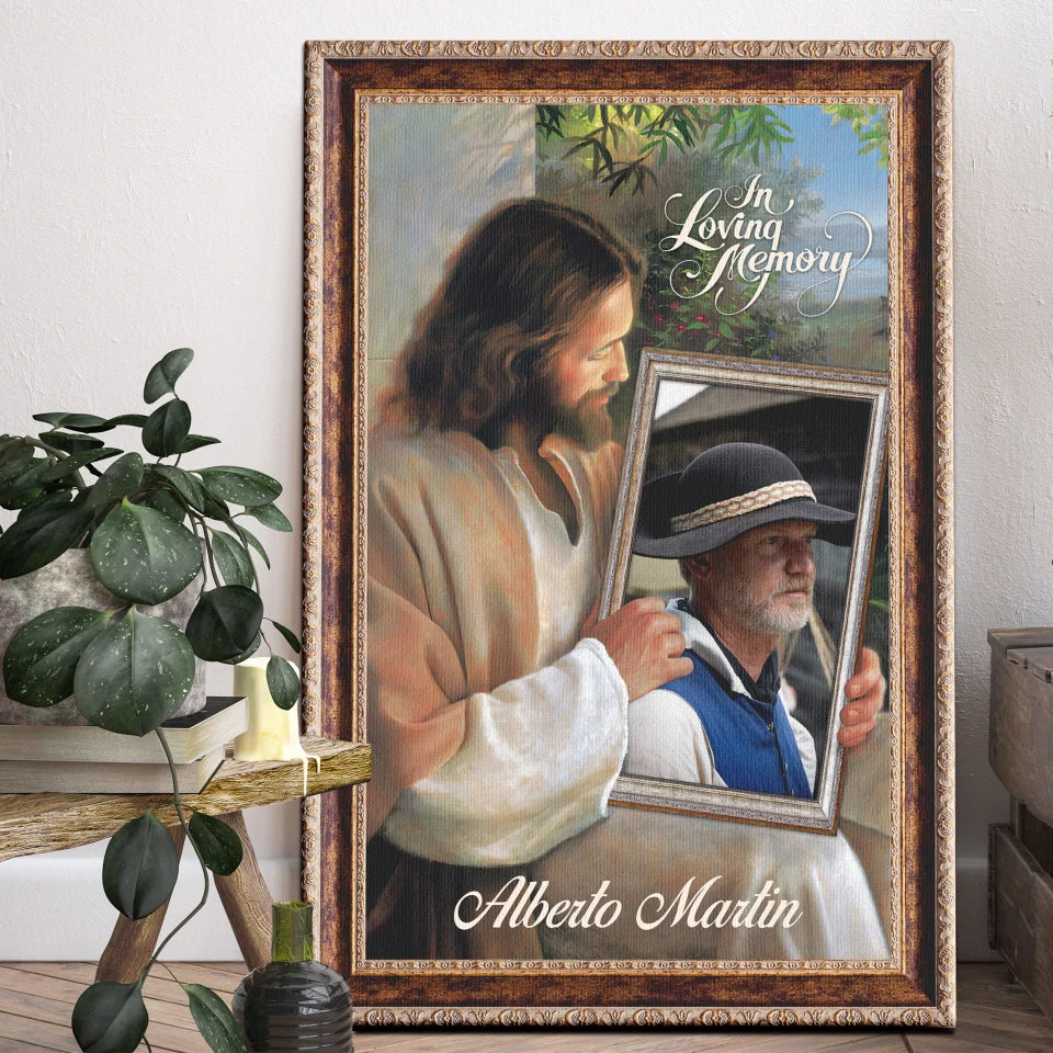 Custom Jesus Memorial Photo Canvas for Family with personalized design details for meaningful gifting image 6