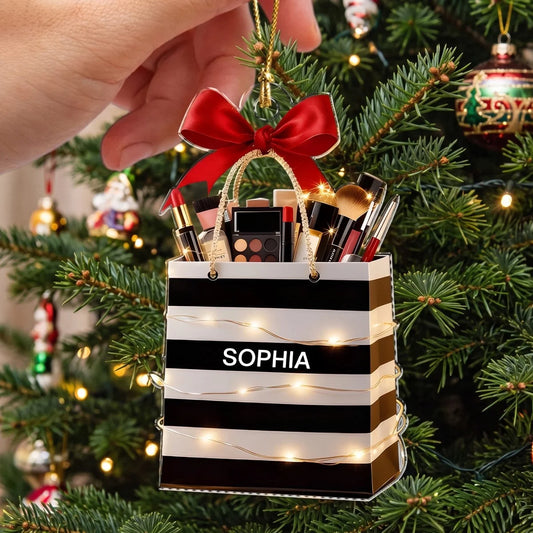 Personalized Makeup Artist Christmas Ornament - Custom Beauty Brush Acrylic Gift for Her