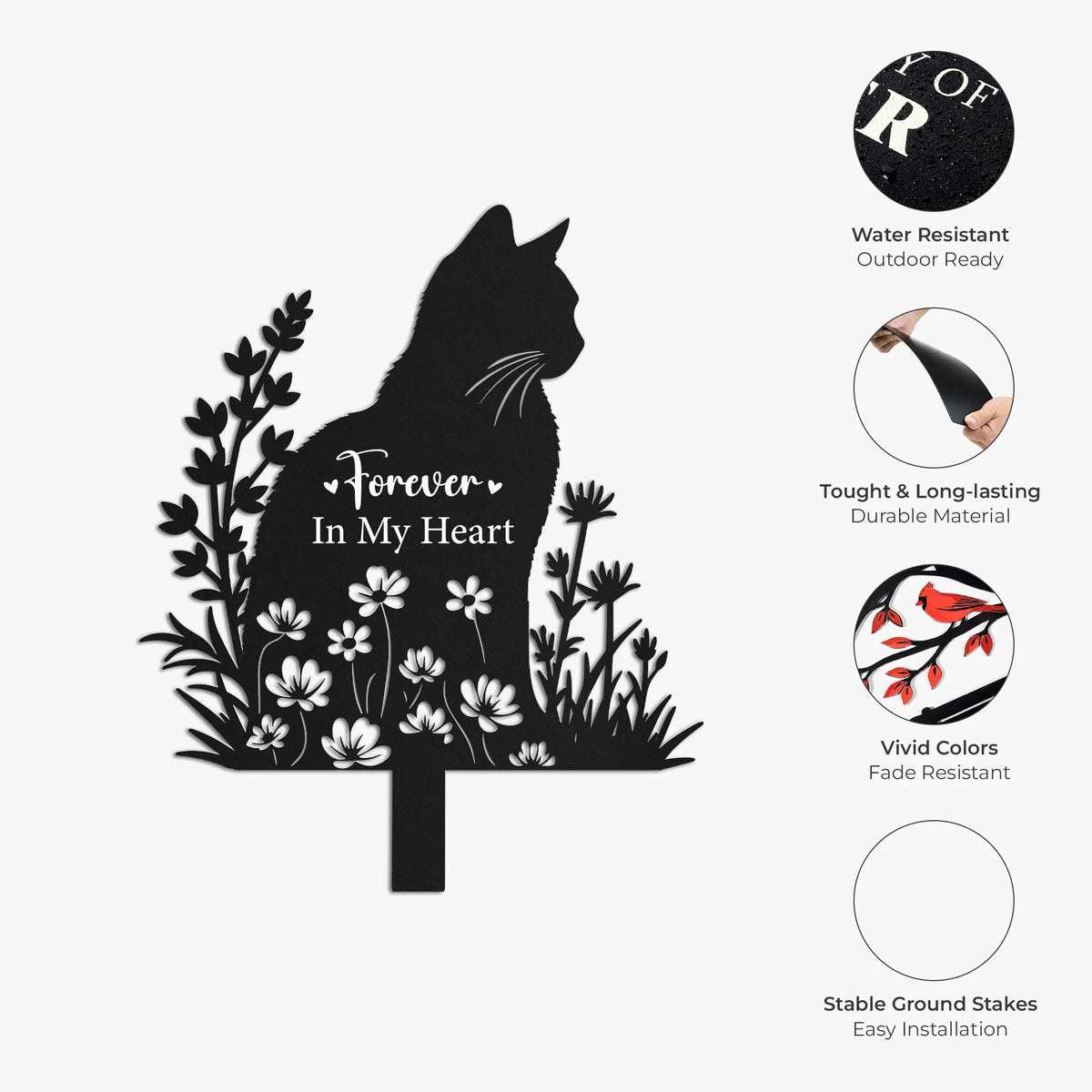 “Forever In My Heart” Personalized Pet Memorial Metal Garden Stake - Custom Gift for Pet Lovers