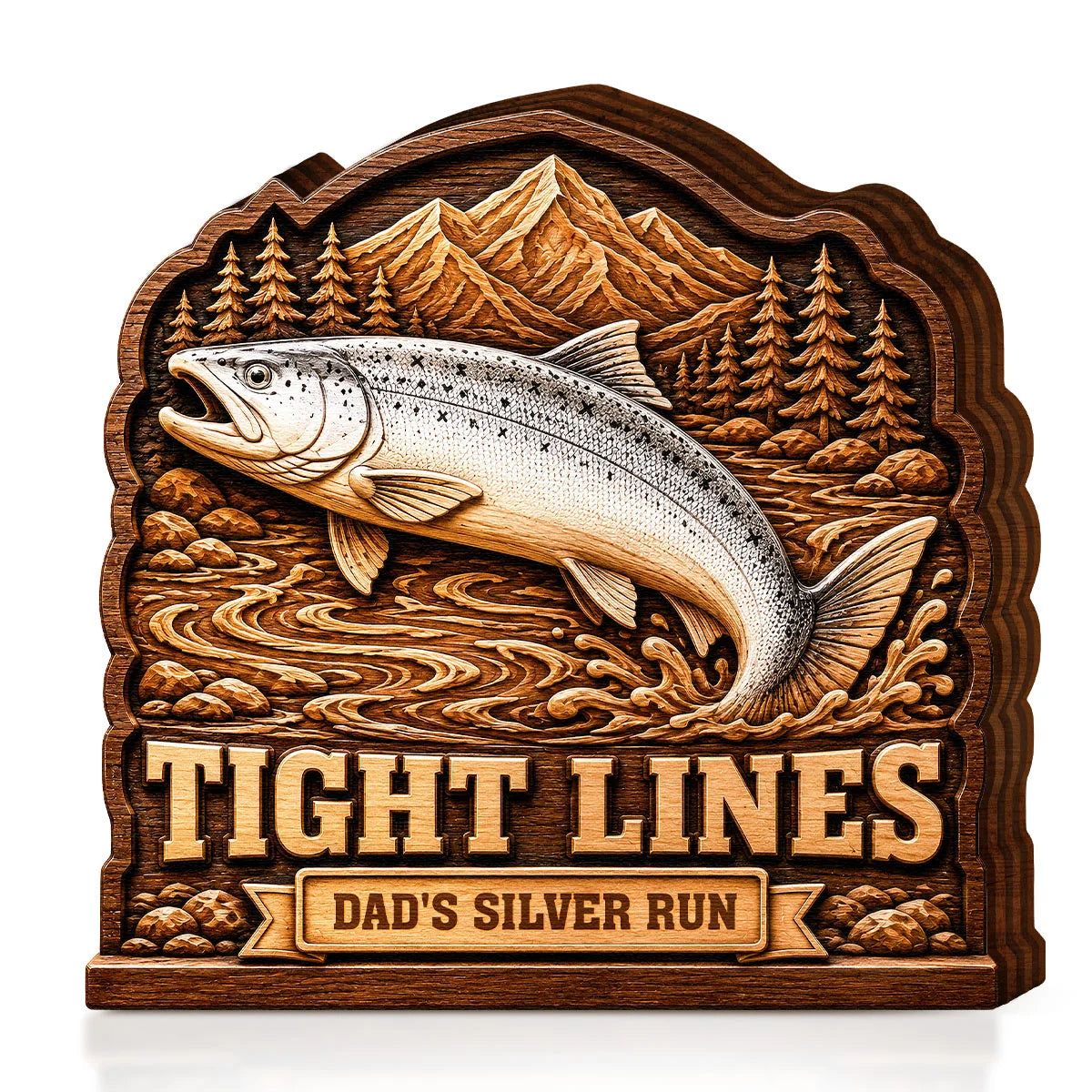 Tight Lines Personalized Wooden Fish Block - Custom Fishing Gift for Anglers