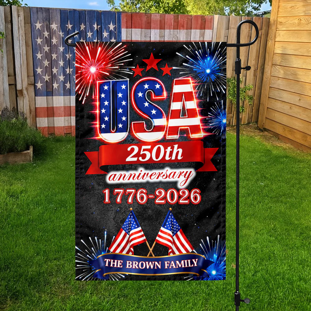 Garden Flag material and size view - Custom Usa 250Th Anniversary Garden Flag