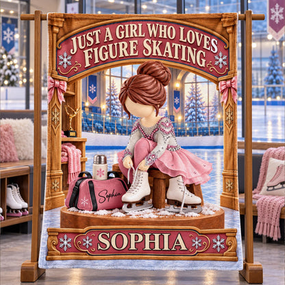 Just A Girl Who Loves Figure Skating, Personalized Figure Skating Blanket, Custom Player Name Gift, Gift For Figure Skating Players Figure Skating Lover C2408 Nh00 DH09