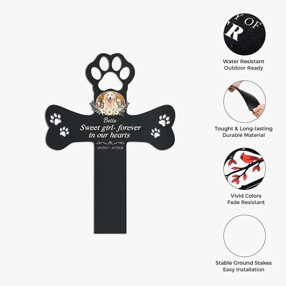 "Forever In Our Hearts" Custom Pet Memorial Metal Stake - Custom Photo Gift for Dog Lovers