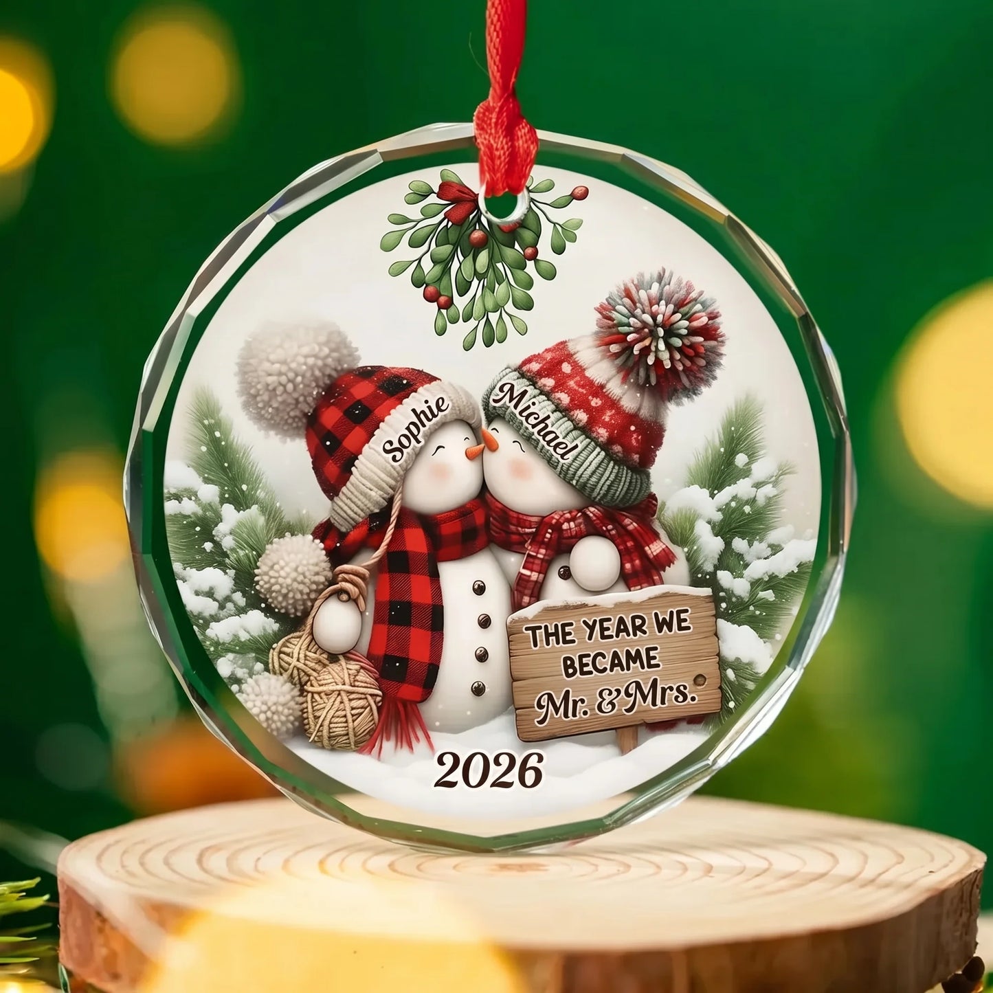"The Year We Became Mr & Mrs" Personalized Glass Ornament - Custom First Married Christmas Keepsake Gift for Couples