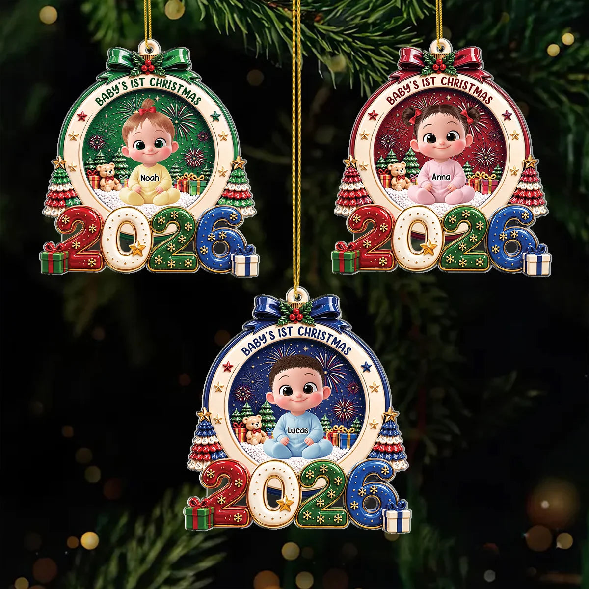 Baby's 1st Christmas Personalized Acrylic Ornament - Keepsake Gift for Newborn