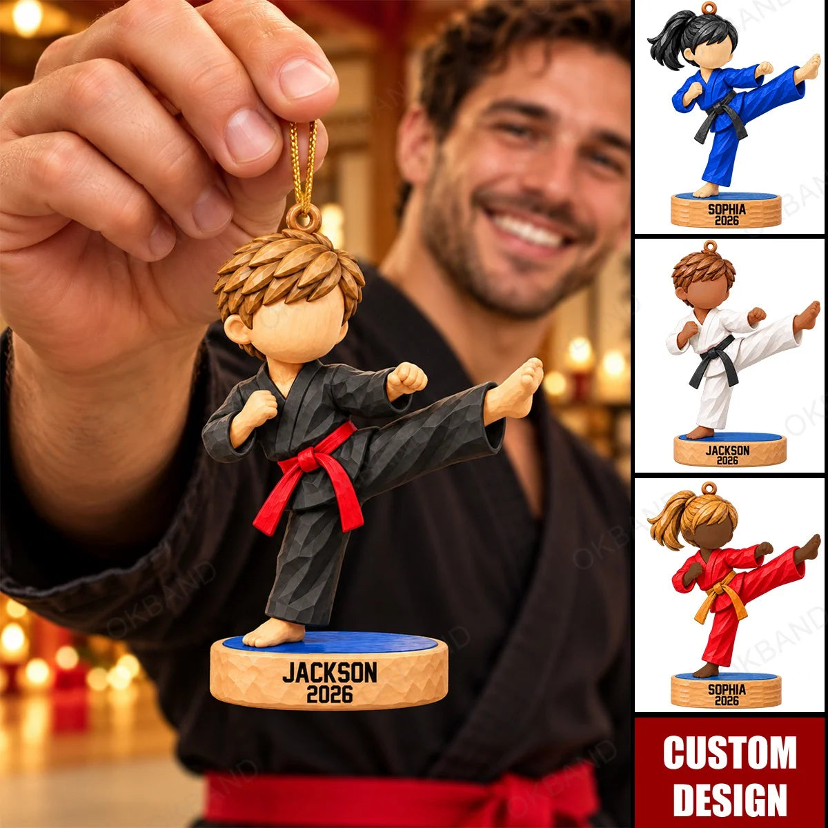 Personalized Black Belt Martial Arts Ornament - Custom Karate Taekwondo Keepsake Gift
