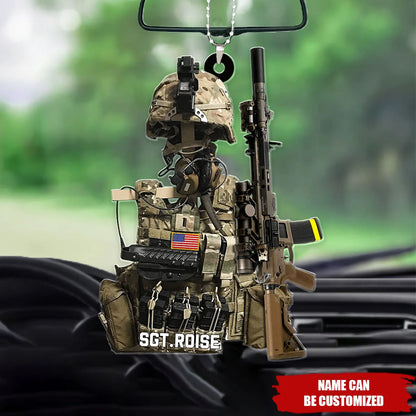 Personalized Military Ornament - Custom Tactical Gear Design Car Hanger & Keepsake Gift for Veterans