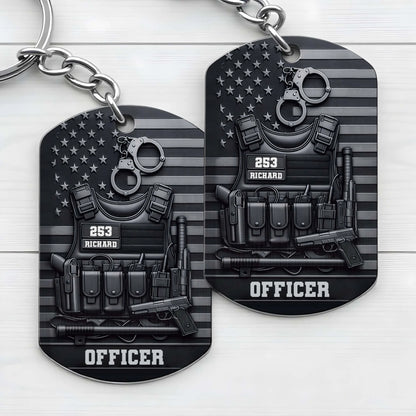 Custom Police Officer Keychain for Dad with personalized design details for meaningful gifting image 7