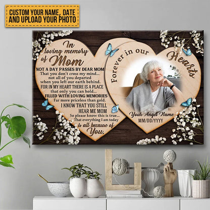 "In Loving Memory of Mom" Personalized Canvas / Poster - Custom Memorial Photo Wall Art Gift