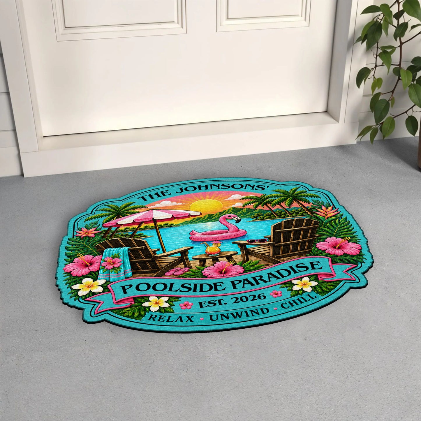 Custom Shaped Doormat personalization view for Family