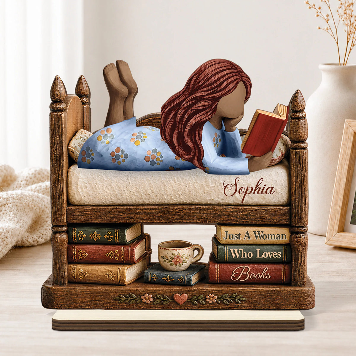 Just A Girl Who Loves Books - Personalized Wooden Plaque for Best Friends & Book Lovers