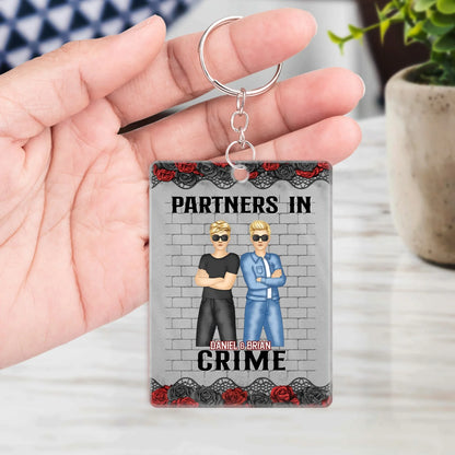 "Partners In Crime" Personalized Acrylic Keychain - Custom Bestie Quote Gift for Best Friends