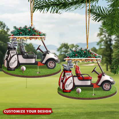 Personalized Golf Cart Christmas Ornament - Custom Acrylic Golfer Keepsake Gift for Dad & Husband