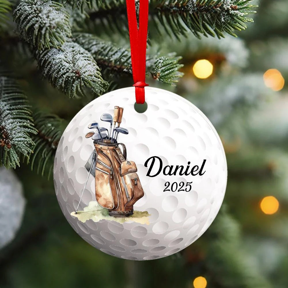 Personalized Golf Bag Ceramic Ornament - Custom Christmas Gift for Golfer