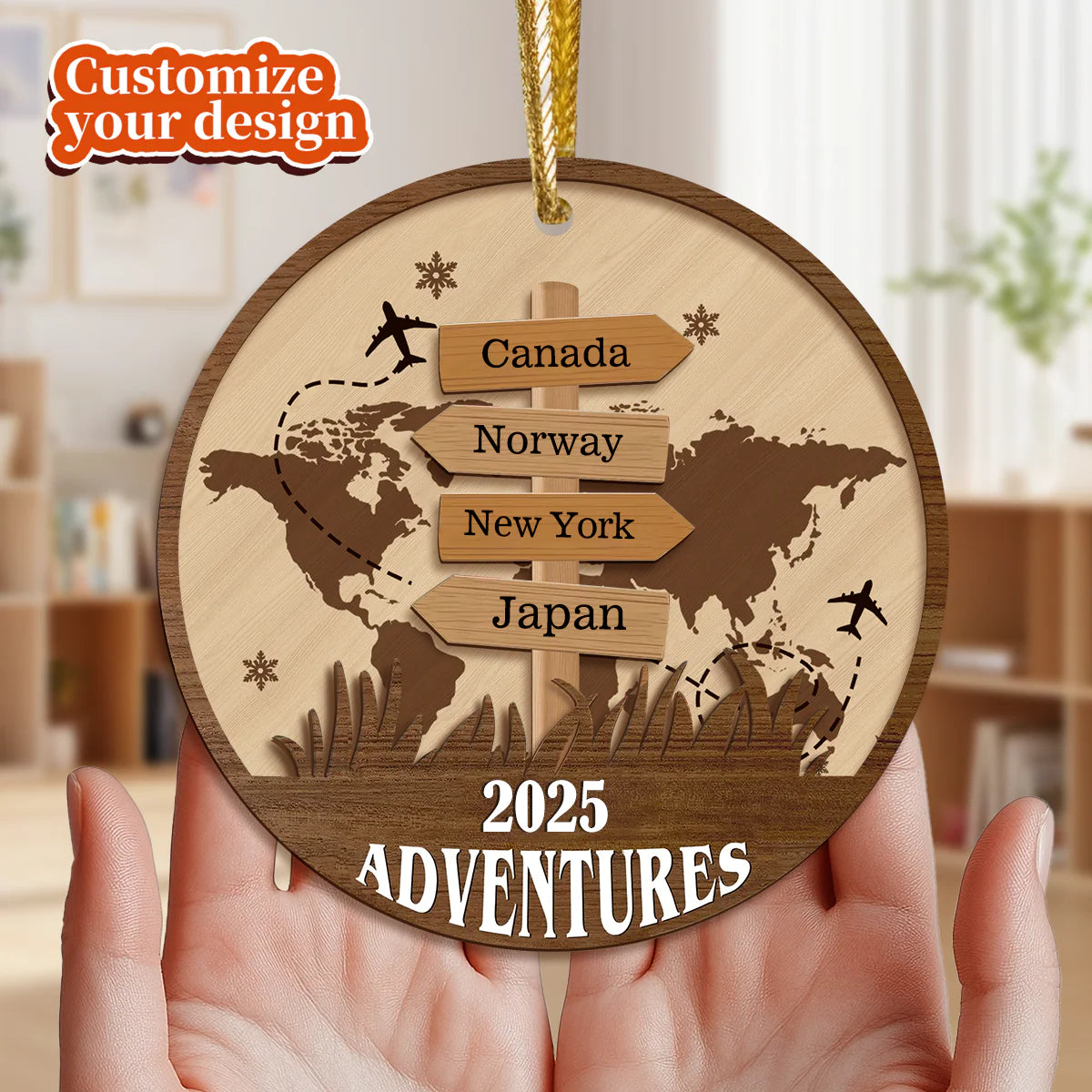 Custom Travel Destination Ornament personalization view for Family