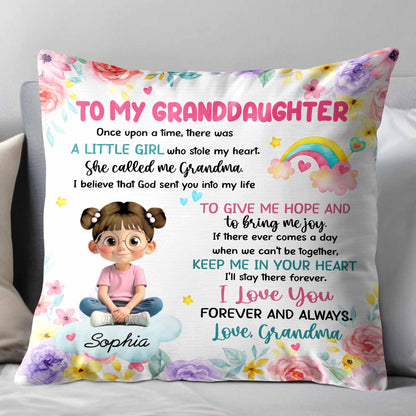"To My Granddaughter, the Little Girl Who Stole My Heart" Personalized Pillow - Custom Keepsake Gift from Grandma