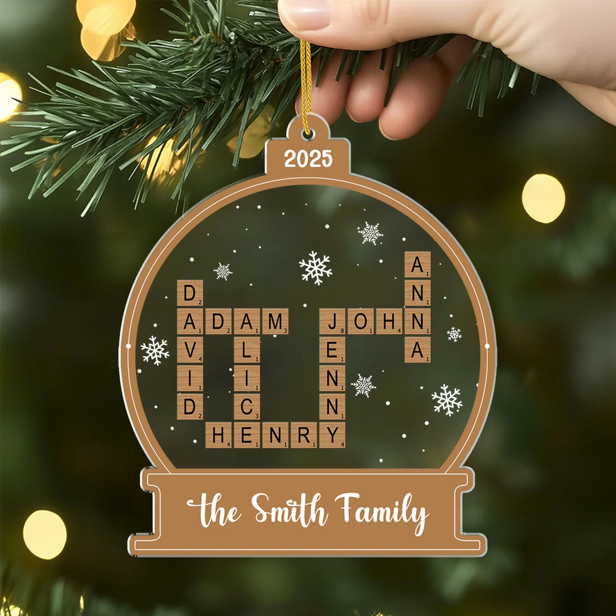 Custom Family Crossword Ornament - Personalized Acrylic Holiday Keepsake for Family