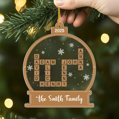 Custom Family Crossword Ornament - Personalized Acrylic Holiday Keepsake for Family