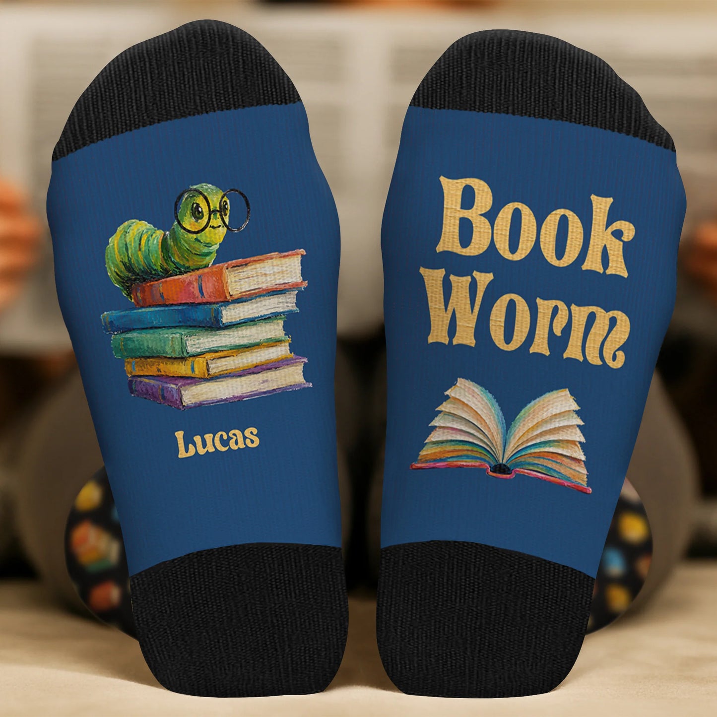 Personalized Book Worm Socks personalization view for Best Friends