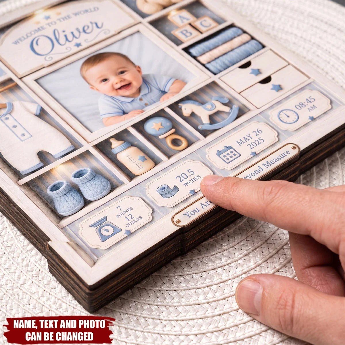 "Welcome to the World" Personalized Baby Wooden Block - Custom Keepsake Gift for New Mom