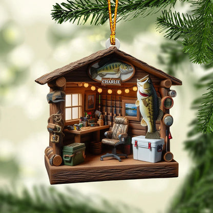 Personalized Fishing Tool Cabin Ornament - Custom Fisherman Keepsake Gift for Anglers