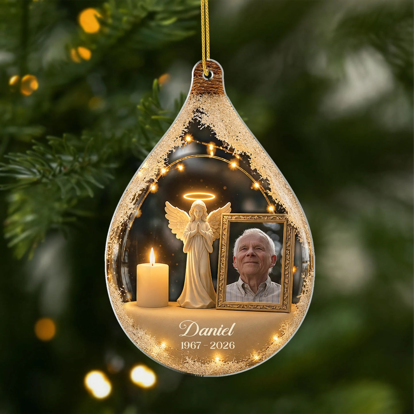 Guardian Angel Photo Memorial Acrylic Ornament - Custom In Loving Memory Remembrance Keepsake Gift