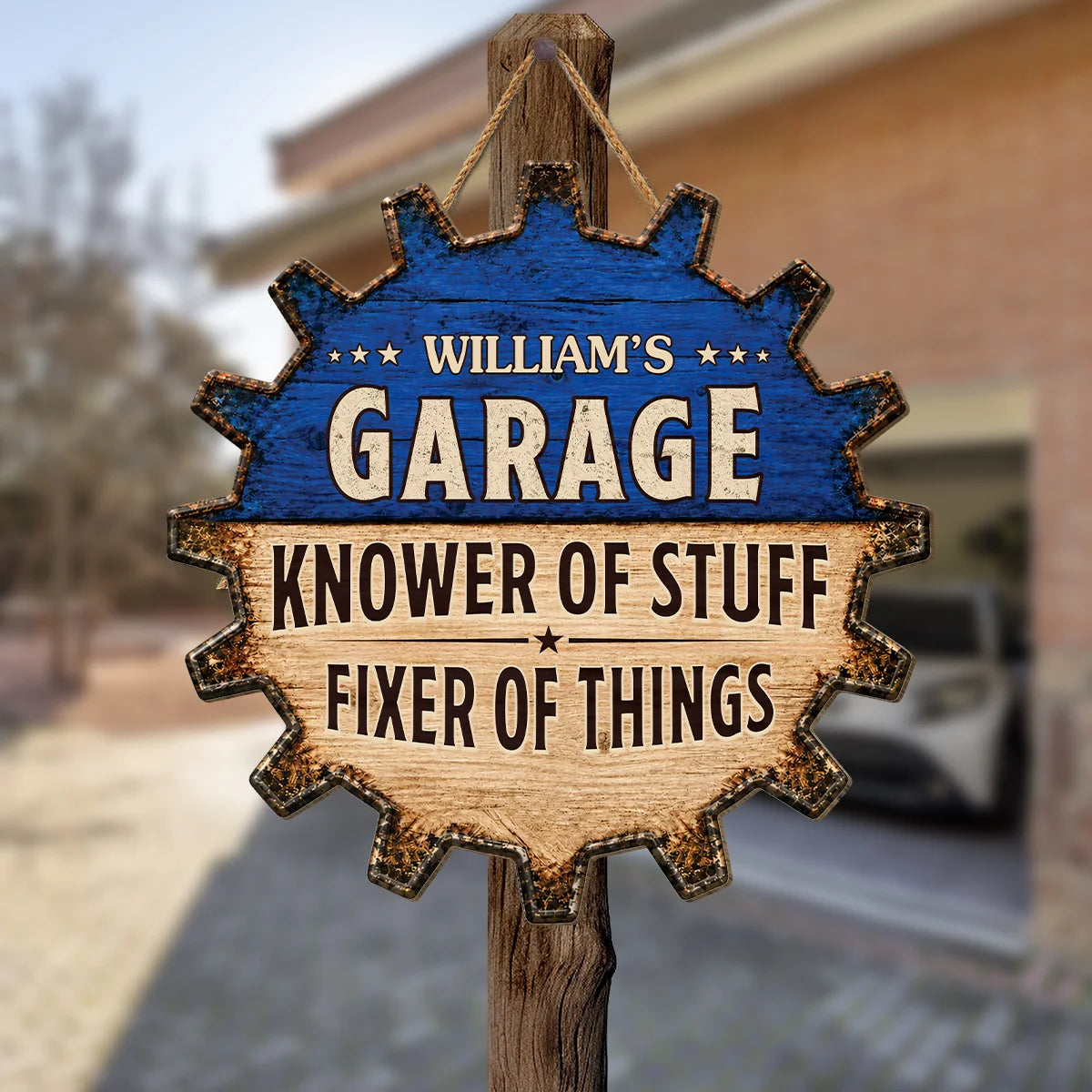 Knower of Stuff Fixer of Things Custom Name Wood Sign - Personalized Dad’s Garage Gift