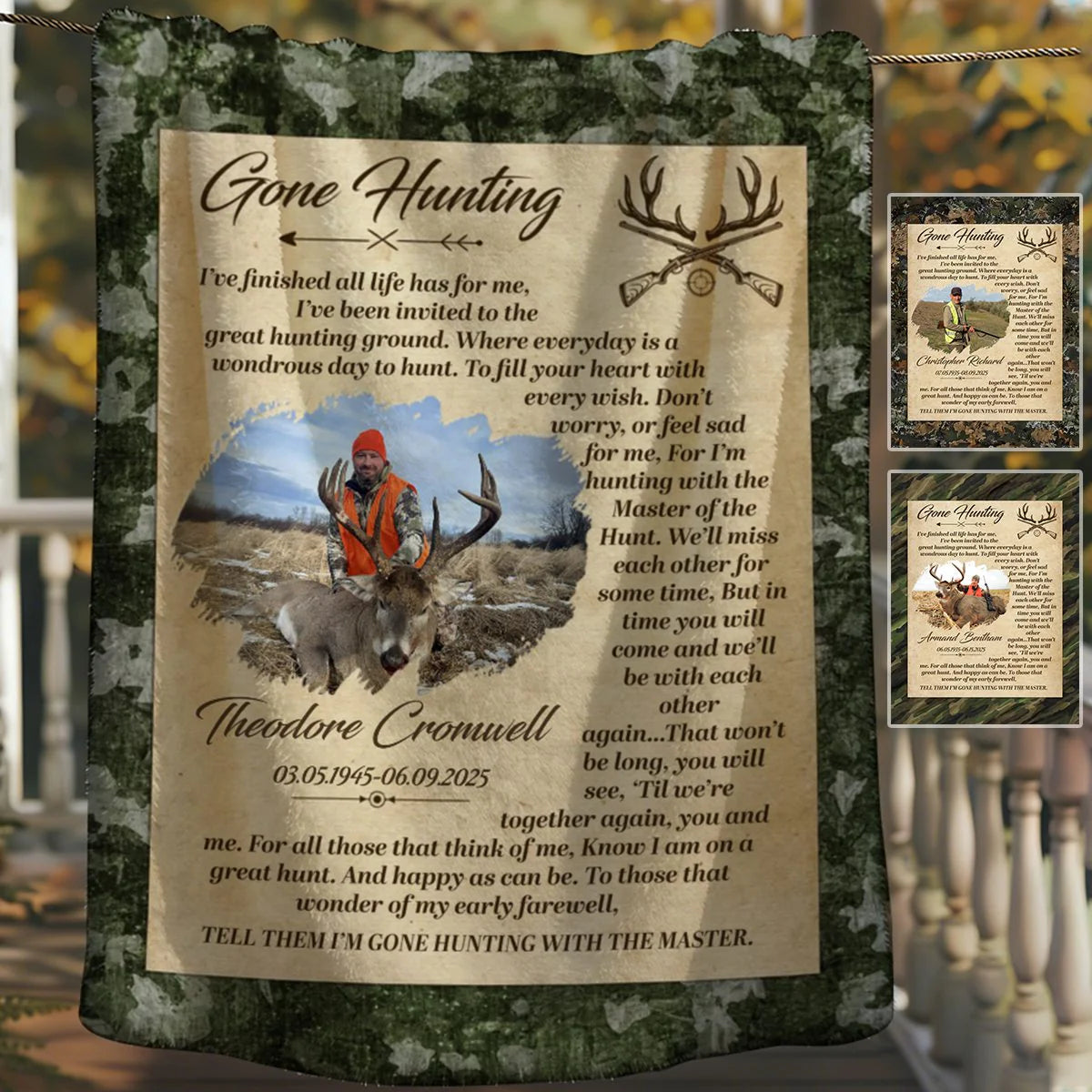 Personalized Hunter Memorial Blanket personalization view for Family