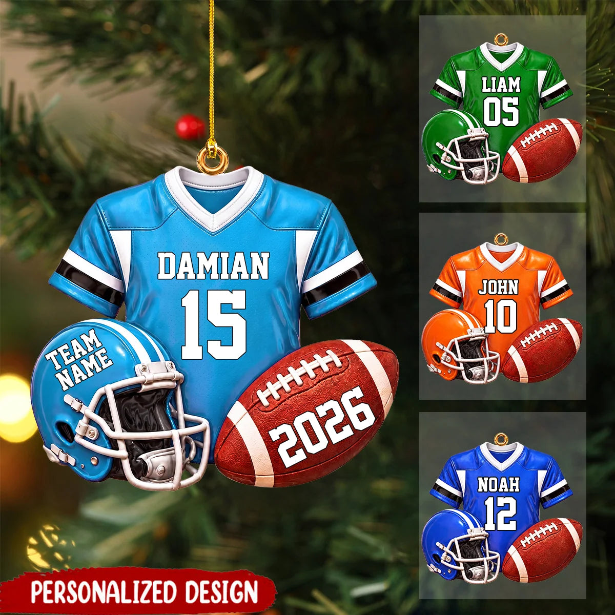 Custom Football Player Jersey Wooden Ornament - Personalized Sports Keepsake Gift for Son, Dad & Football Fans