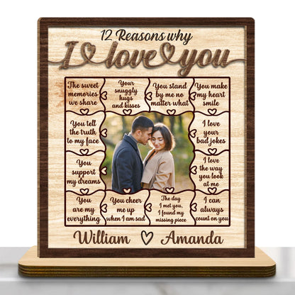 Personalized 12 reasons why i love you wood plaque with custom couples photo and romantic messages image 7