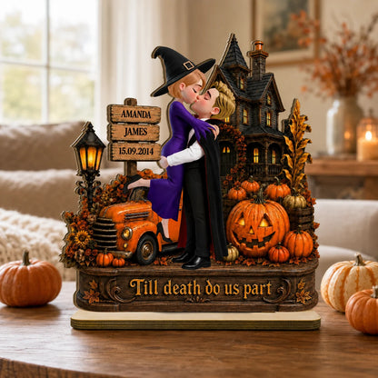"Till Death Do Us Part" Personalized Halloween Couple Plaque - Custom Haunted House Decor