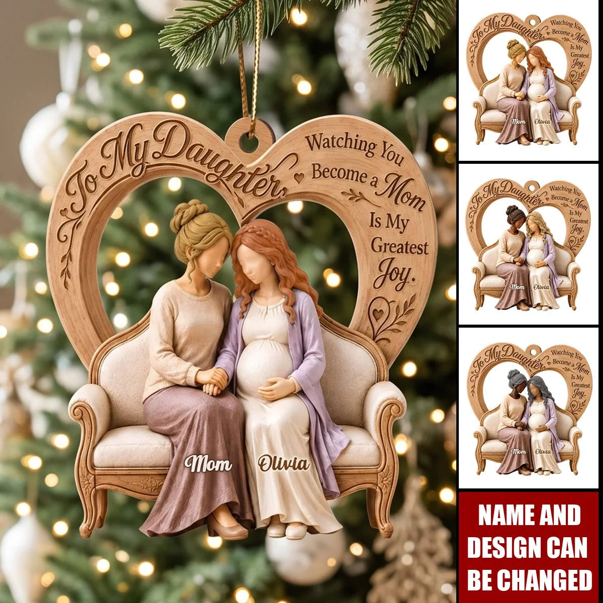 To My Daughter Watching You Become A Mom - Personalized Wooden Ornament Gift for Expecting Daughter