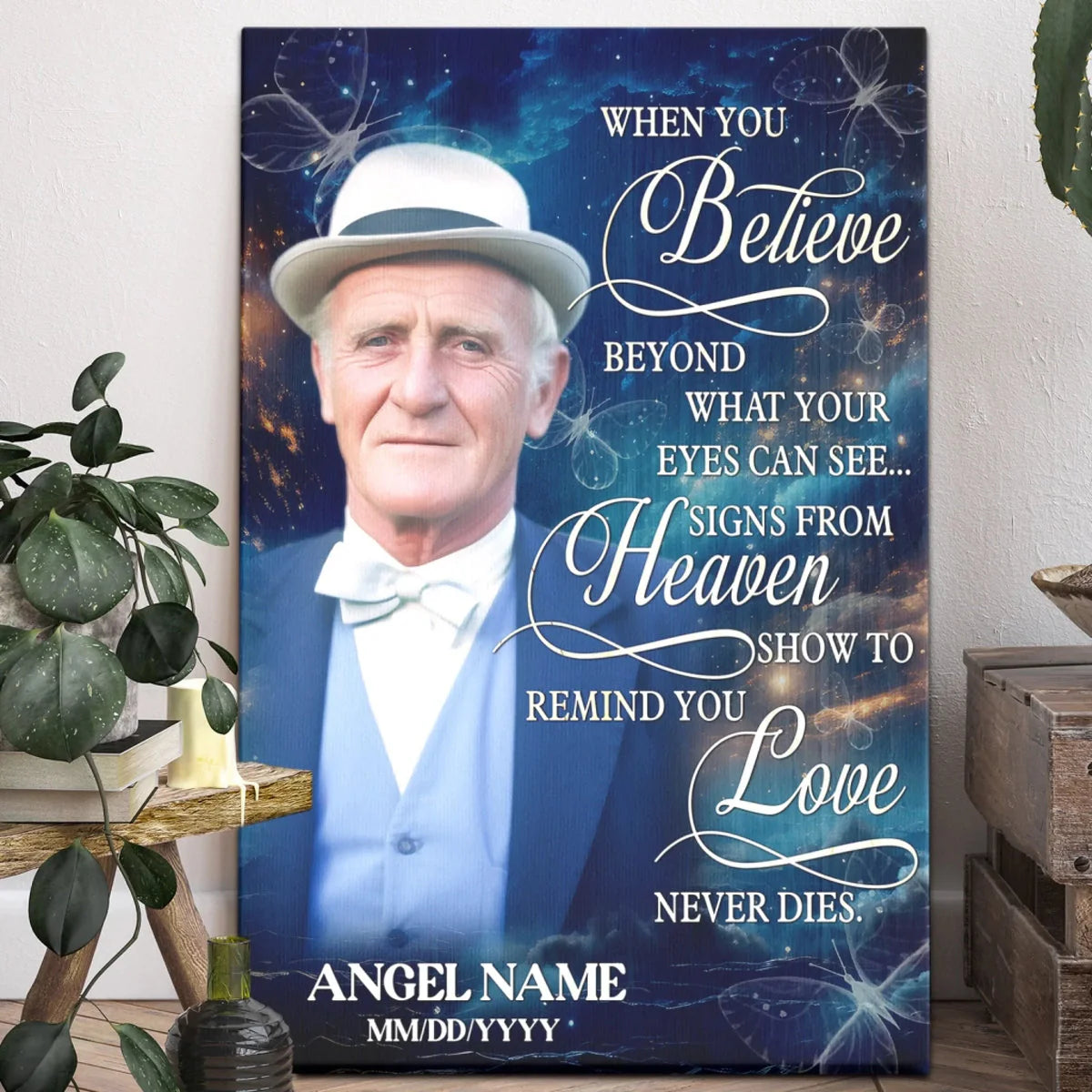 Canvas / Poster material and size view - Custom Photo Memorial Canvas
