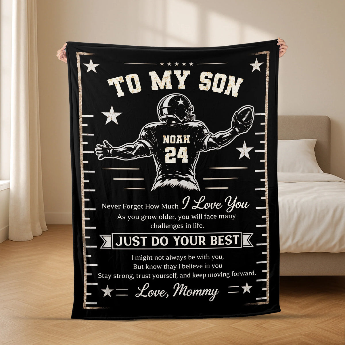 Just Do Your Best Personalized Football Blanket - Grandson Son Sports Keepsake Gift